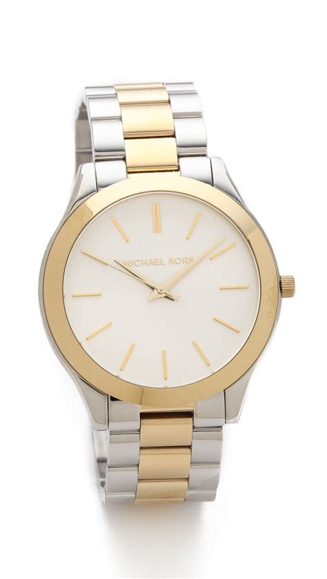 michael kors slim runway silver gold|Michael Kors 250300.